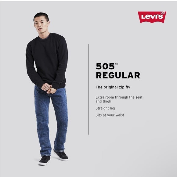 NWT! Levi's Men's 505 Regular Fit Jeans, Color Rinse Stretch, 34X32 - Picture 3 of 8